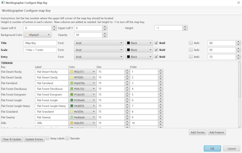 Configure Map Key Dialog