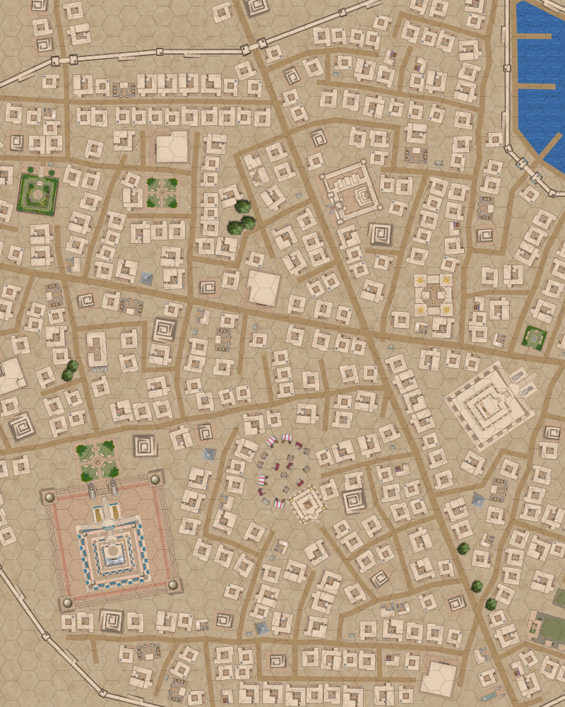 Mesopotamia Style City Section (Uses our July 2020 Patreon Icons now on DriveThruRPG)