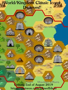 Dwarves Classic World/Kingdom Map Icons (2019 August). Get it via DriveThruRPG.
