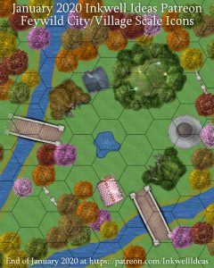 Feywild Settlement Map Icons (2020 January). Get it via DriveThruRPG.