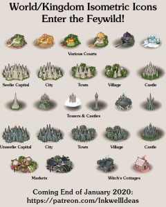 Feywild Isometric World/Kingdom Map Icons (2020 January). Get it via DriveThruRPG.