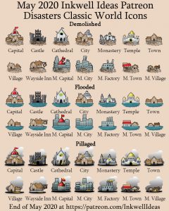 Disasters! Classic World/Kingdom Map Icons (2020 May). Get it via DriveThruRPG.