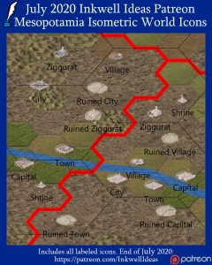 Mesopotamia Isometric World/Kingdom Map Icons (2020 July). Get it via DriveThruRPG.