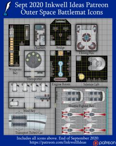 Outer Space Expanded Battlemat Map Icons (2020 September). Get it via DriveThruRPG.