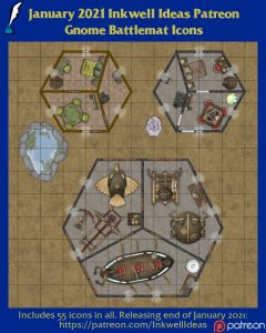 Gnome Battlemat Map Icons (2021 January). Get it via DriveThruRPG.