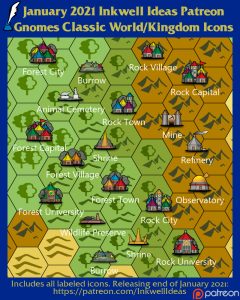 Gnome Classic World/Kingdom Map Icons (2021 January). Get it via DriveThruRPG.