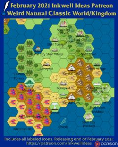 Weird Natural Classic World/Kingdom Map Icons (2021 February). Get it via DriveThruRPG.