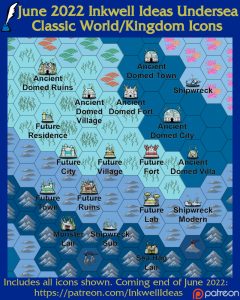 Undersea Classic World/Kingdom Map Icons (2022 June). Get it via DriveThruRPG.