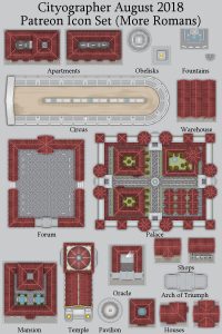 More Roman Settlement Map Icons (2018 August). Get it via DriveThruRPG.