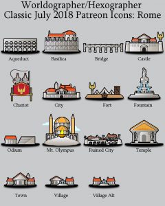 Roman Classic World/Kingdom Map Icons (2018 July). Get it via DriveThruRPG.
