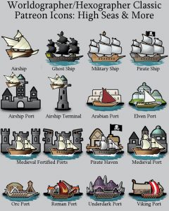 High Seas Classic World/Kingdom Map Icons (2018 December). Get it via DriveThruRPG.