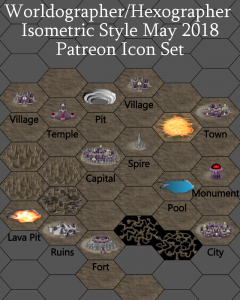 Underdark Drow Isometric World/Kingdom Map Icons (2018 May). Get it via DriveThruRPG.