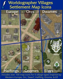 Villages Settlement Map Icons (2023 August). Get it via DriveThruRPG.