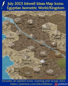 Egypt Isometric World/Kingdom Map Icons (2023 July). Get it via DriveThruRPG.