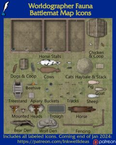 Fauna Battlemat Map Icons (2024 January). Get it via DriveThruRPG.