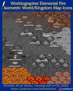 Elemental Fire Isometric World/Kingdom Map Icons